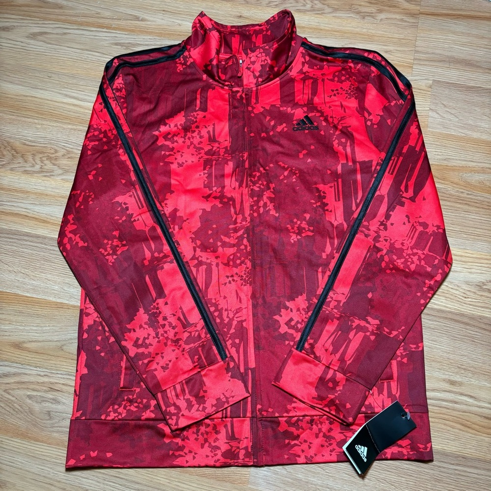 Adidas Youth Boys Track Jacket Red Size XL (18/20) Logo Full Zip NEW